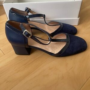Hispanitas Navy Block Heel Women's Shoes